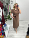 Kahve Yandan Bağlama Detaylı Cupra Elbise stp 26Y2649