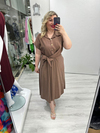 Kahve Yandan Bağlama Detaylı Cupra Elbise stp 26Y2649