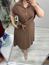 Kahve Yandan Bağlama Detaylı Cupra Elbise stp 26Y2649