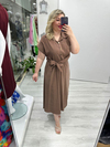 Kahve Yandan Bağlama Detaylı Cupra Elbise stp 26Y2649