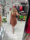 Lilibety S Tokalı  Menekşe Taba  Şifon Elbise 