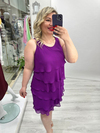 Mor Kat Kat Şifon Elbise mc 5021