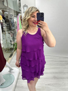 Mor Kat Kat Şifon Elbise mc 5021