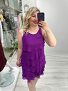 Mor Kat Kat Şifon Elbise mc 5021