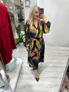 Multi Renk Geçişli Midi Boy Beli Lastikli Şifon Elbse 24Y2232