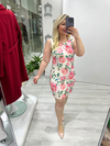 Pembe Çiçekli Kolsuz Elbise Ms