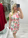 Pembe Çiçekli Kolsuz Elbise Ms