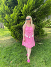 Pembe  İp Askılı Püsküllü Elbise 