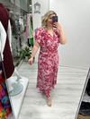 Pembe Kruvaze Yaka Drapeli Tül Elbise stp 26y2787