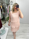 Pudra Pembe Premium İnce Piliseli 3 Katlı Kolsuz Şifon Elbise stp 25Y2627