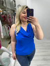 Saks Mavi Degaje Yaka Bluz mc 2454