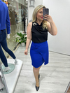 Saks Mavi Düğümlü Etek 7075