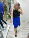 Saks Mavi Düğümlü Etek 7075