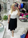 Siyah Beyaz Midi Bluzlu Elbise 