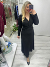 Siyah Çilek Düğüm Detaylı Midi Boy Elbise bkt  282090