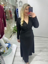 Siyah Çilek Düğüm Detaylı Midi Boy Elbise bkt  282090