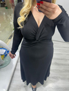 Siyah Çilek Düğüm Detaylı Midi Boy Elbise bkt  282090