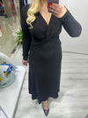 Siyah Çilek Düğüm Detaylı Midi Boy Elbise bkt  282090