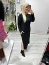 Siyah Dikiş Detaylı Sweat Elbise 