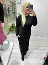 Siyah Dikiş Detaylı Sweat Elbise 