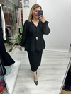 Siyah Double Kumaş Kalem Arka Yırtmaçlı Etek stp 27k4035