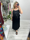 Siyah Etek Bluz Saten Takım zs 979