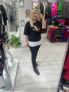 Siyah Gold Kuş Baskılı Alt Üst Takım