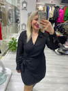 Siyah Jakarlı Şifon Elbise 
