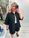 Siyah Keten Şort Takım zs 1140