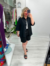 Siyah Keten Şort Takım zs 1140