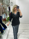 Siyah Leopar Desenli ikili Takım ms151