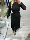 Siyah Modal Çıtçıt Detaylı Elbise bkt 282084