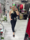 Siyah Paça Pilili Keten Pantolon 50455