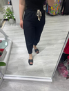 Siyah Paça Pilili Keten Pantolon 50455