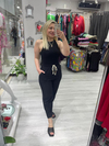 Siyah Paça Pilili Keten Pantolon 50455