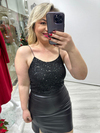Siyah Payet Askılı Crop