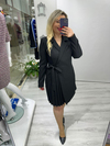 Siyah Piliseli Double Ceket Elbise stp 25k2417 
