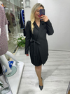 Siyah Piliseli Double Ceket Elbise stp 25k2417 