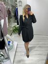 Siyah Piliseli Double Ceket Elbise stp 25k2417 