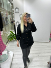 Siyah Rose Gold Düğme Detaylı Bel Bağlamalı Gömlek 