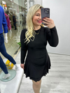Siyah Sandy Yandan Volanlı Mini Elbise bkt