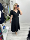 Siyah V Yaka Taşlı Double Elbise stp 26y2778