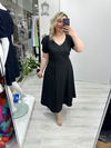 Siyah V Yaka Taşlı Double Elbise stp 26y2778