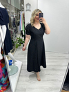 Siyah V Yaka Taşlı Double Elbise stp 26y2778