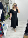Siyah V Yaka Taşlı Double Elbise stp 26y2778
