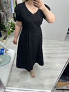 Siyah V Yaka Taşlı Double Elbise stp 26y2778