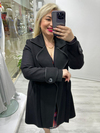 Siyah Yaka Deri Biyeli Kaban 