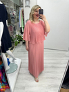 Somon Premium Piliseli 2 Katlı Yarım Kollu Şifon Elbise stp 26y2749