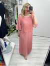 Somon Premium Piliseli 2 Katlı Yarım Kollu Şifon Elbise stp 26y2749