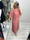 Somon Premium Piliseli 2 Katlı Yarım Kollu Şifon Elbise stp 26y2749